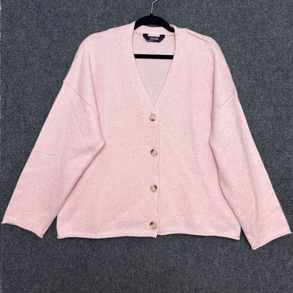 Members Mark Cardigan Womens XL Pink Soft Knit Relaxed V Neck Buttons Cozy Girly